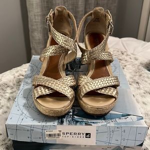 Sperry “Harbordale” Platinum Woven Wedge